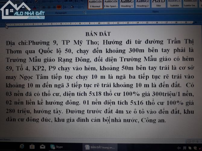 Bán đất P9, gần trung tâm tp mỹ tho, đã có thổ cư xe ô tô vào đến đất