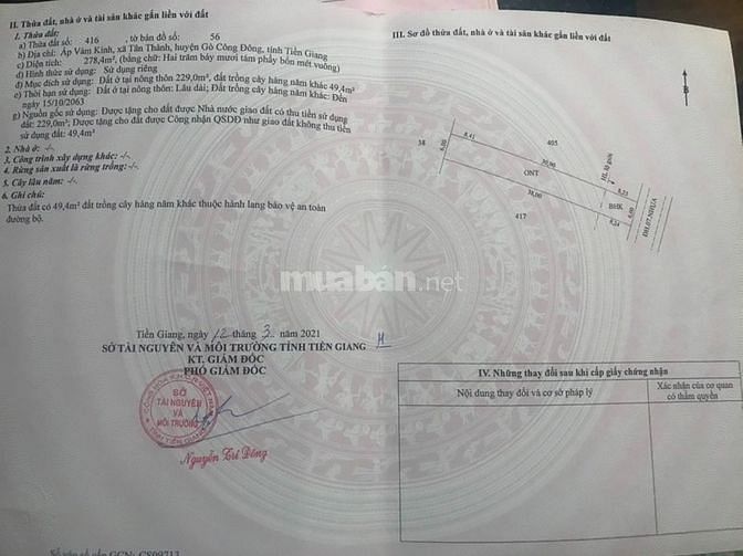 Bán Lô Đất Mặt Tiền, Thổ Cư, Vị Trí Đẹp Giá: 930 Tr, Tỉnh Tiền Giang.