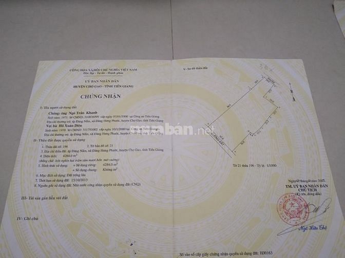 Cần bán 2 lô đất – đường nhựa tại Đăng Hưng Phước, Chợ Gạo, Tiền Giang