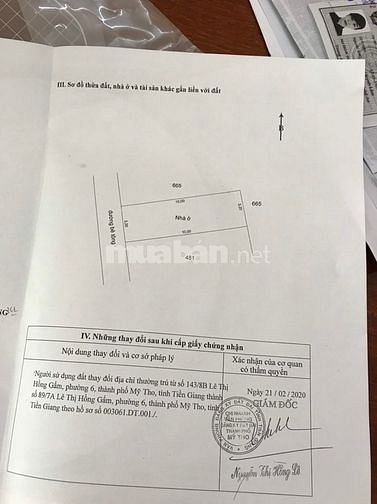 Nhà 3.2x10m, phường 6, TP Mỹ Tho, full thổ cư!!!